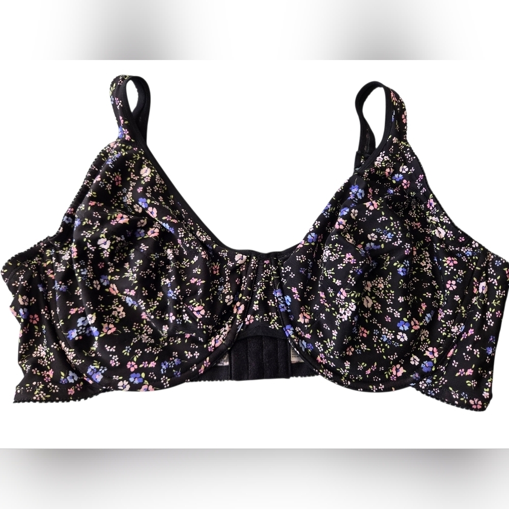 Fruit of the Loom Black Floral Bra Size 44d
